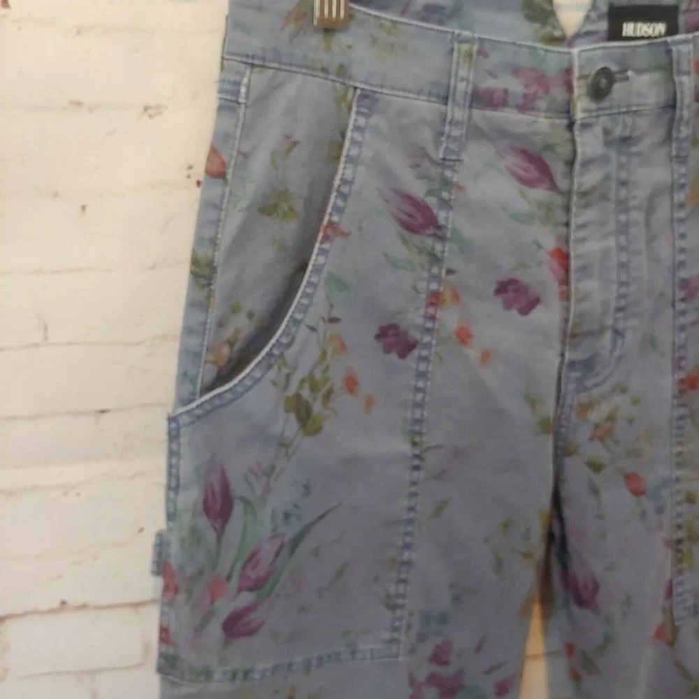 ❤️SOLD❤️Hudson Jeans Womens Size 27 The Leverage HR Ankle Cargo Pant Floral - Picture 5 of 8